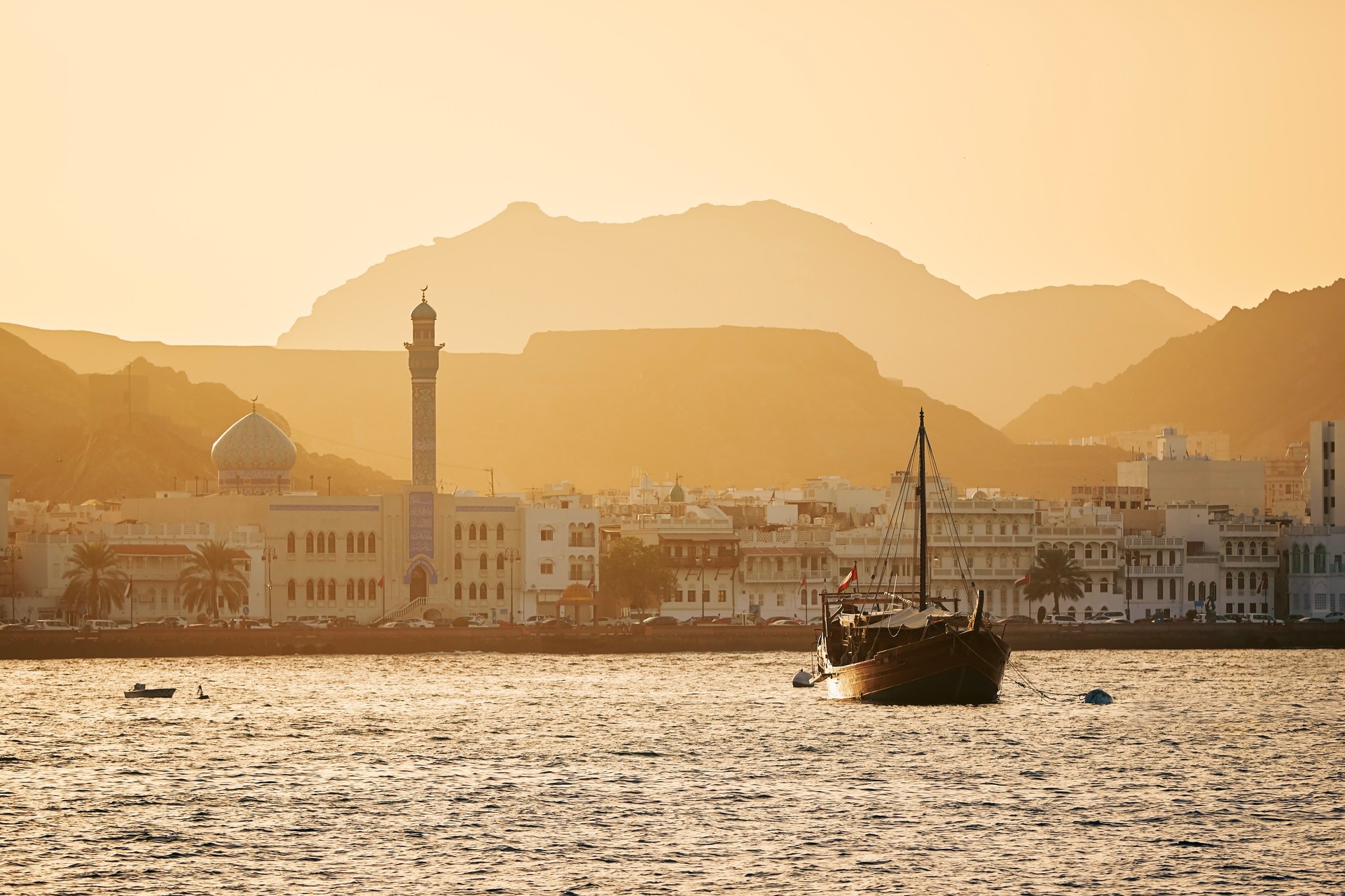 Old town of Muscat at golden sunset